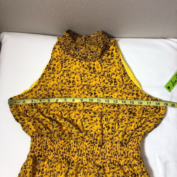 Sam Edelman Halter Neck Smoked Waist Yellow Purple Lined Sleeveless Dress 8 - Picture 15 of 16